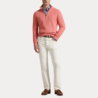 Polo Ralph Lauren Mesh-Knit Cotton Quarter-Zip Sweater