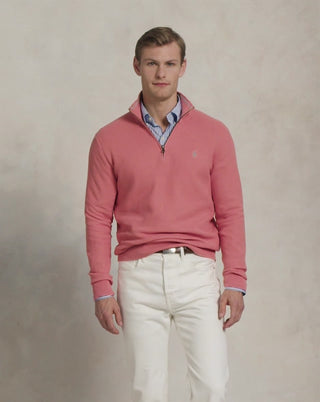 Polo Ralph Lauren Mesh-Knit Cotton Quarter-Zip Sweater