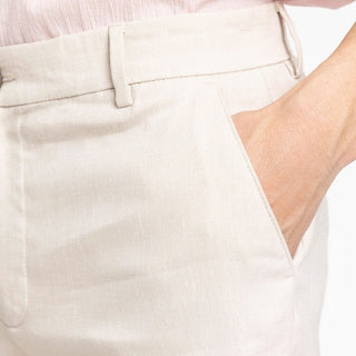 Plain Oscar 769 Sand Linen Shorts