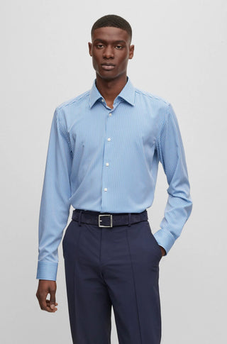 Boss SLIM-FIT SHIRT IN STRIPED PERFORMANCE-STRETCH FABRIC