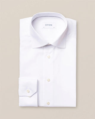 Eton White Twill Stretch Shirt - Cut Away Single Slim Fit