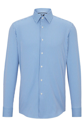 Boss SLIM-FIT SHIRT IN STRIPED PERFORMANCE-STRETCH FABRIC