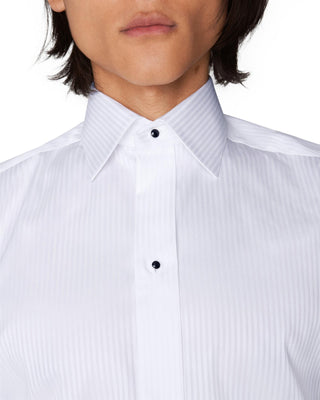 Eton White Striped Satin Evening Shirt - Contemporary